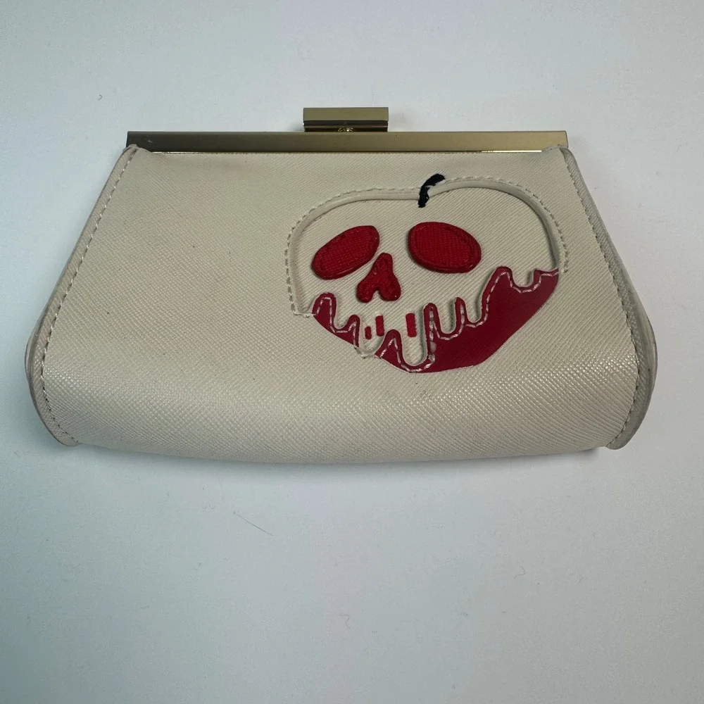 Disney Loungefly Snow White Poison Apple Kisslock Wallet Cream Red Faux Leather